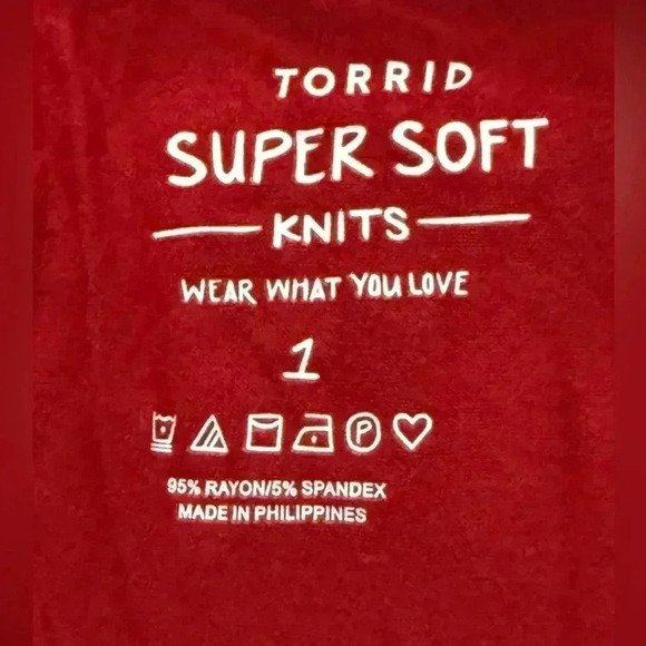 Torrid Super Soft Knits Red Lattice Baby Doll Top - Picture 5 of 5